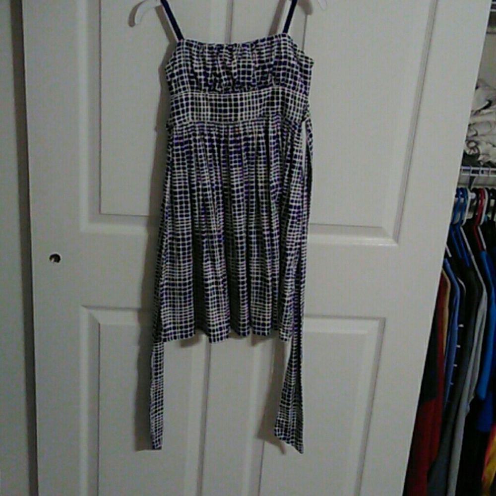 Blue and white dress